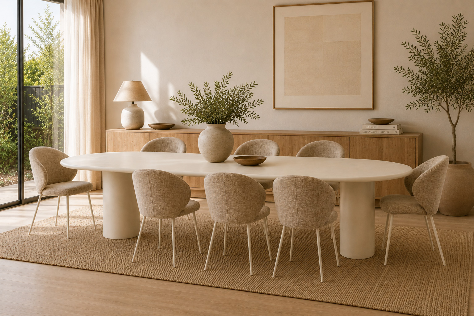 Anders Dining Chair - Pebble Upholstery with White Legs - Image 2