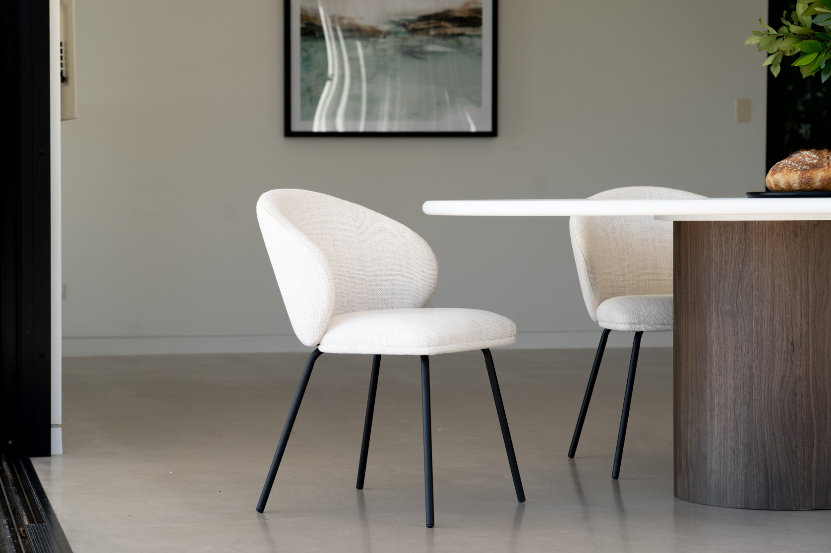 Anders Dining Chair - Natural Upholstery with Black Legs - Image 2