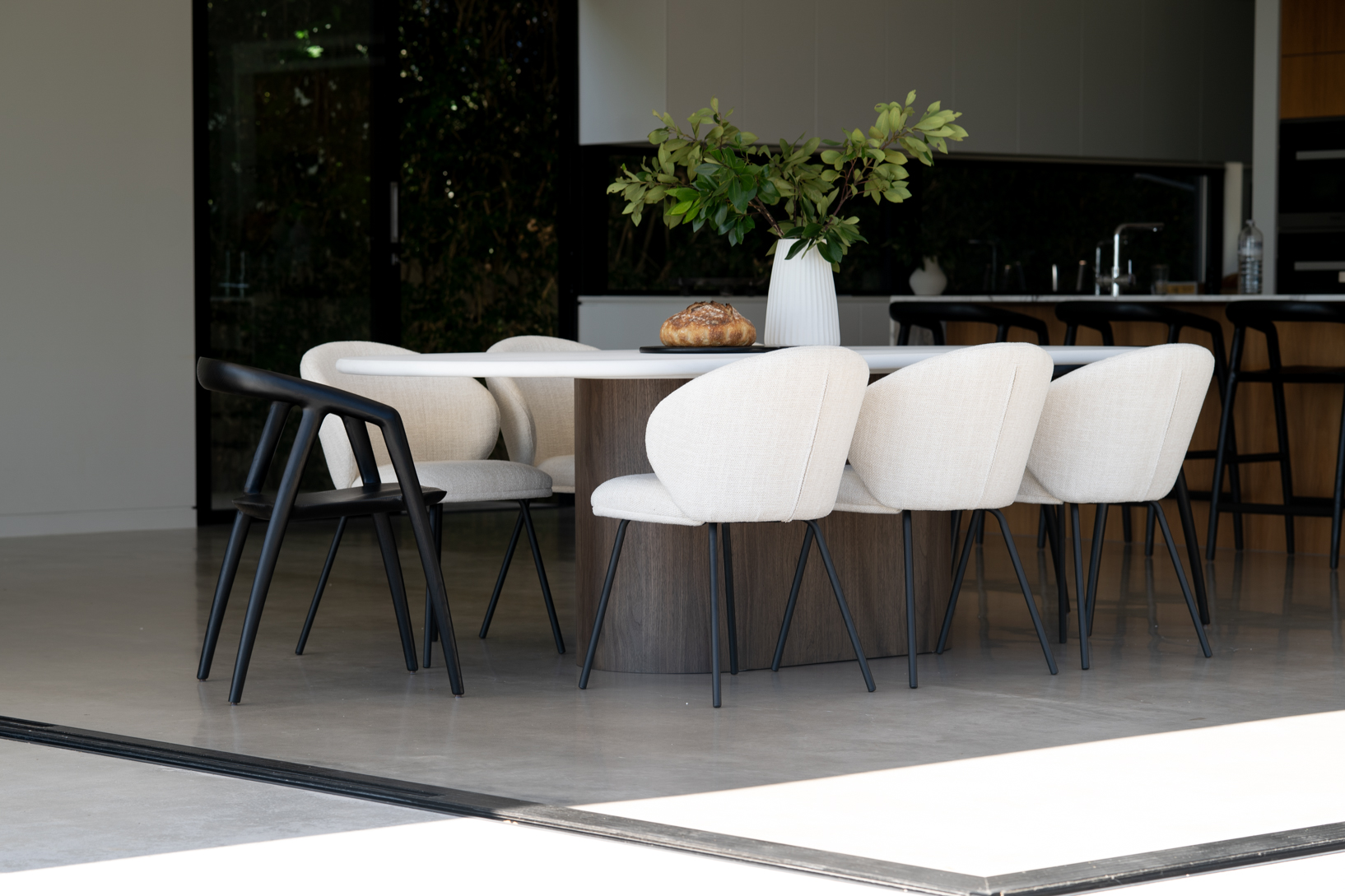 Anders Dining Chair - Natural Upholstery with Black Legs - Image 20