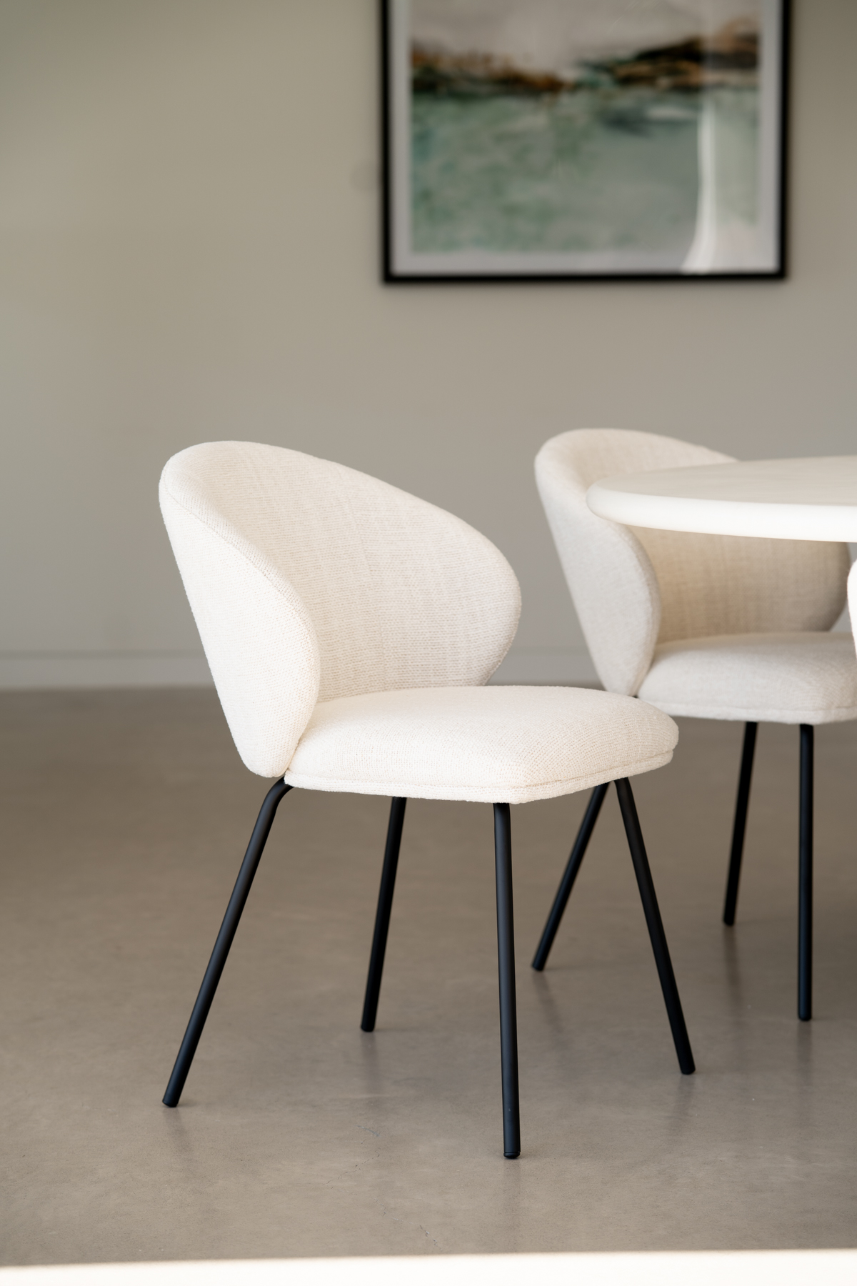 Anders Dining Chair - Natural Upholstery with Black Legs - Image 26