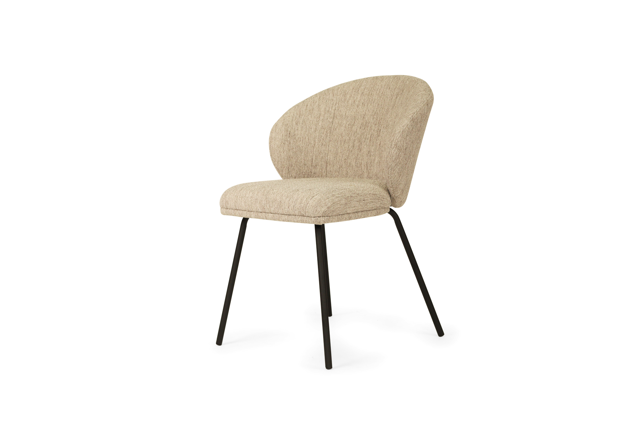 Anders Dining Chair - Pebble Upholstery with Black Legs