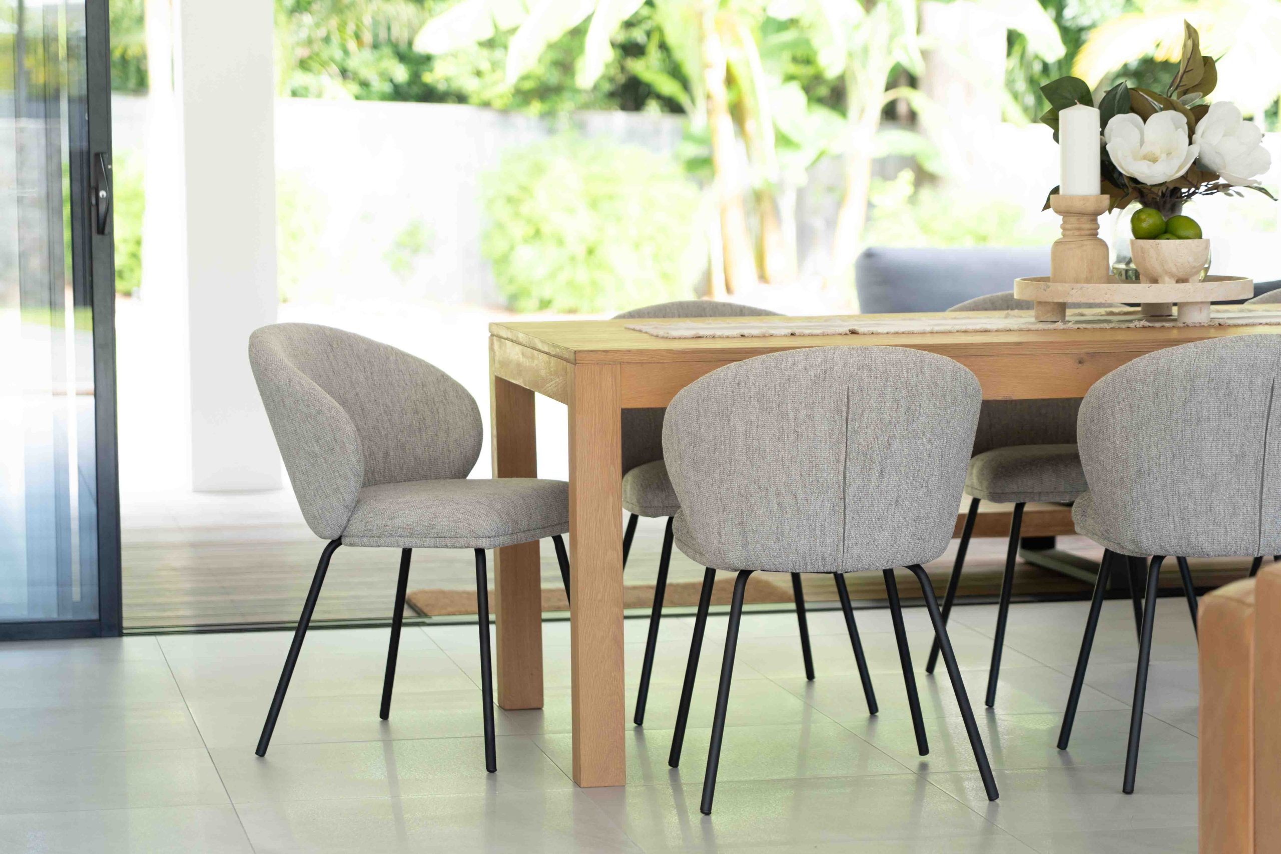 Anders Dining Chair - Pebble Upholstery with Black Legs - Image 11