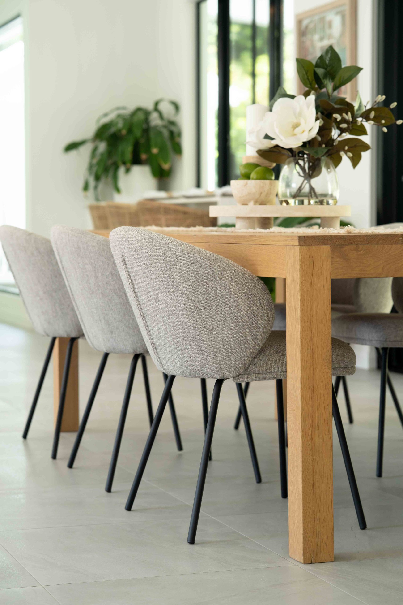 Anders Dining Chair - Pebble Upholstery with Black Legs - Image 13