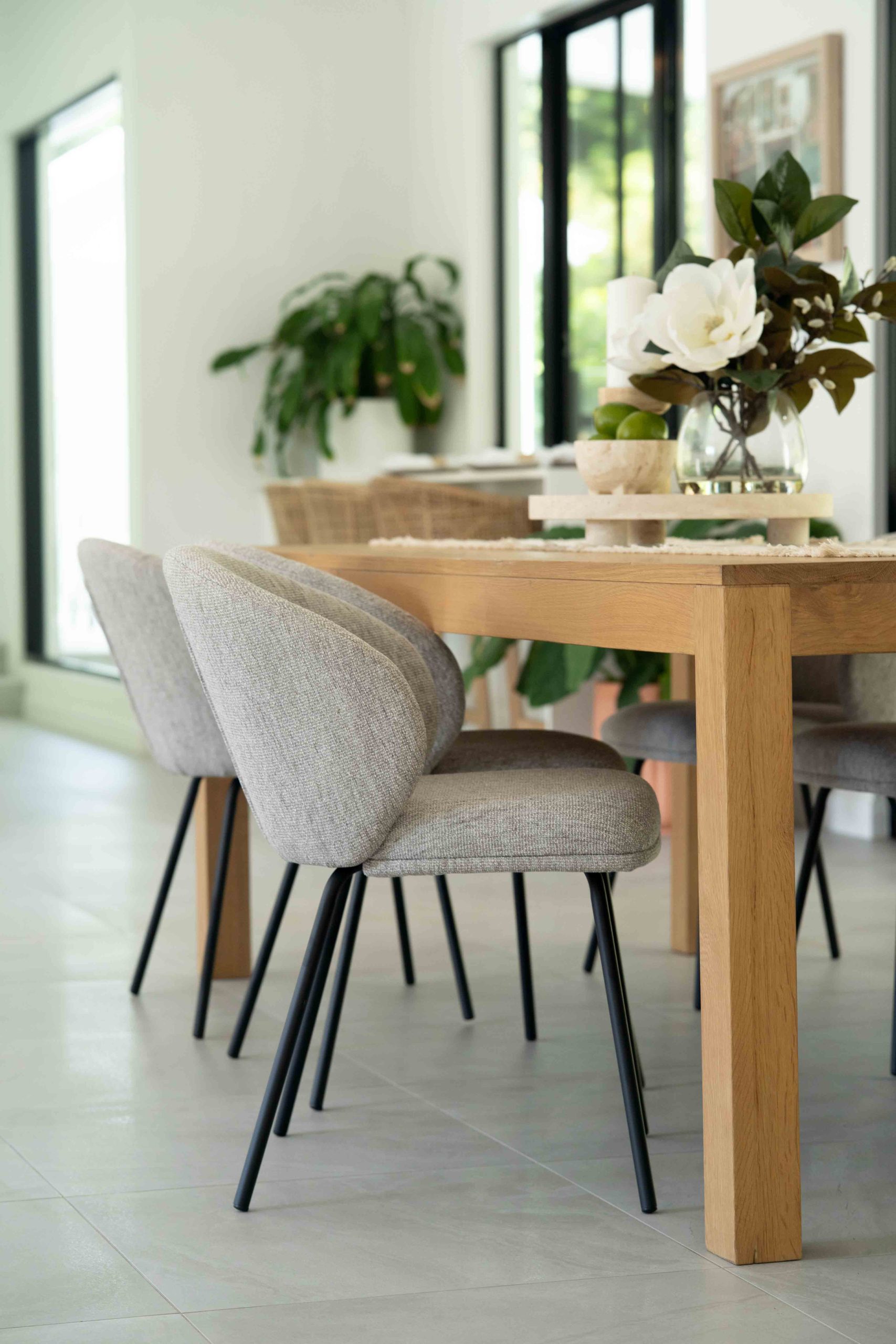 Anders Dining Chair - Pebble Upholstery with Black Legs - Image 2