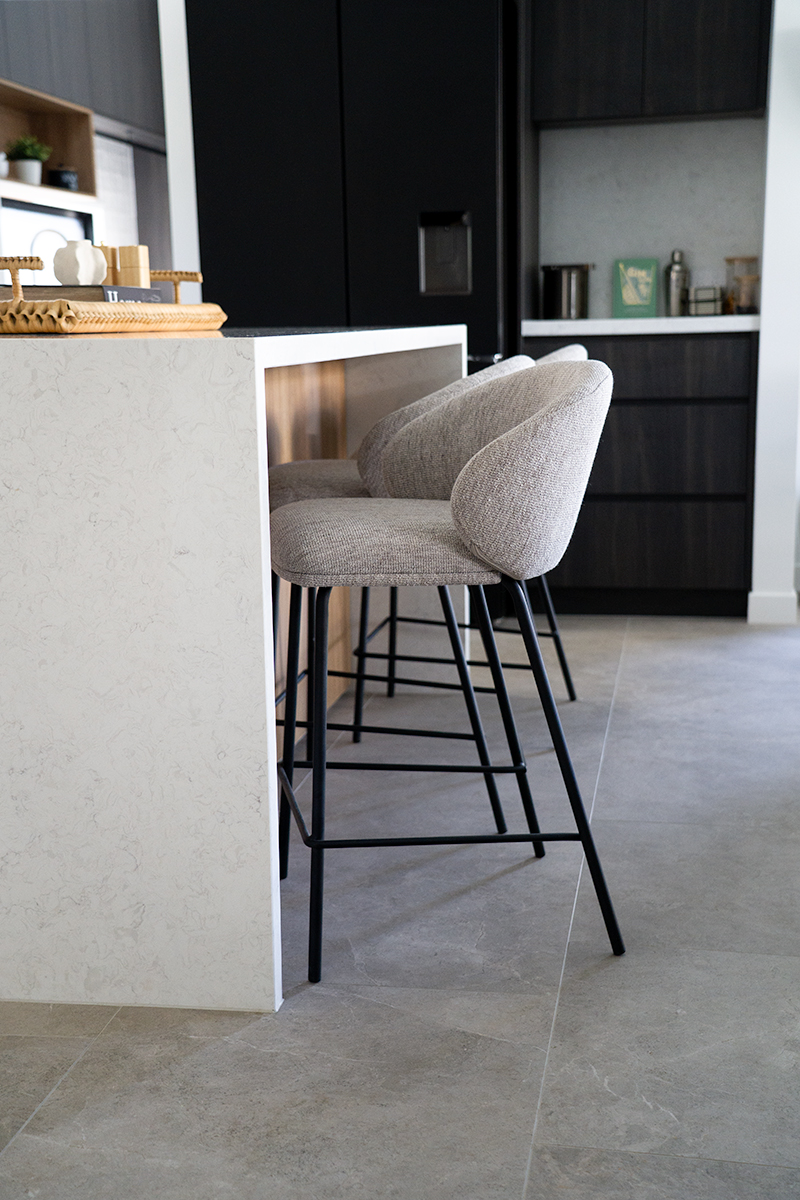 Anders Counter Stool - Pebble Upholstery with Black Legs - Image 13