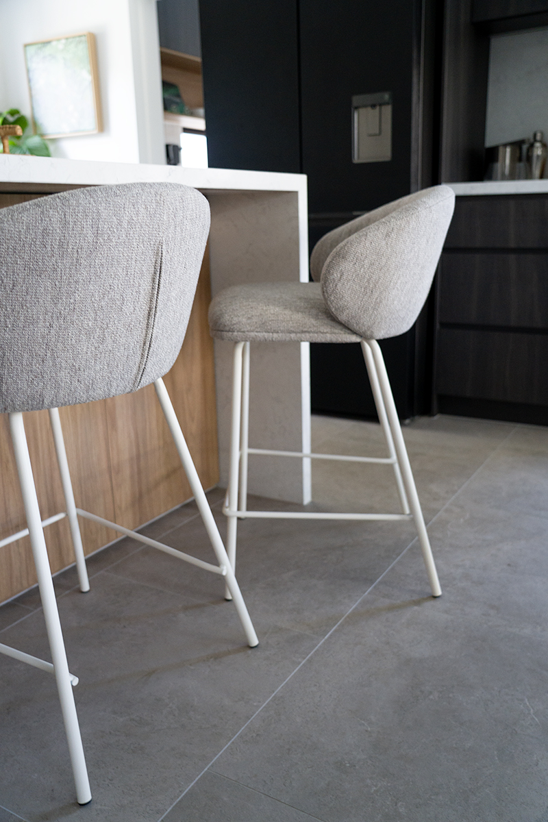 Anders Counter Stool - Pebble Upholstery with White Legs - Image 2
