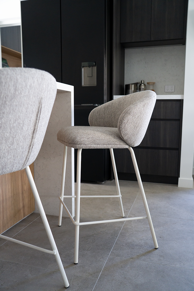 Anders Counter Stool - Pebble Upholstery with White Legs - Image 10