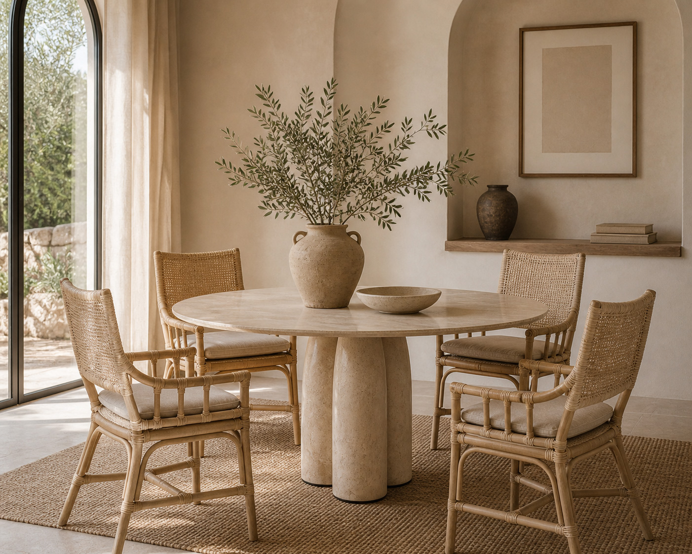 Elio Travertine Dining Table - 130cm - Image 2