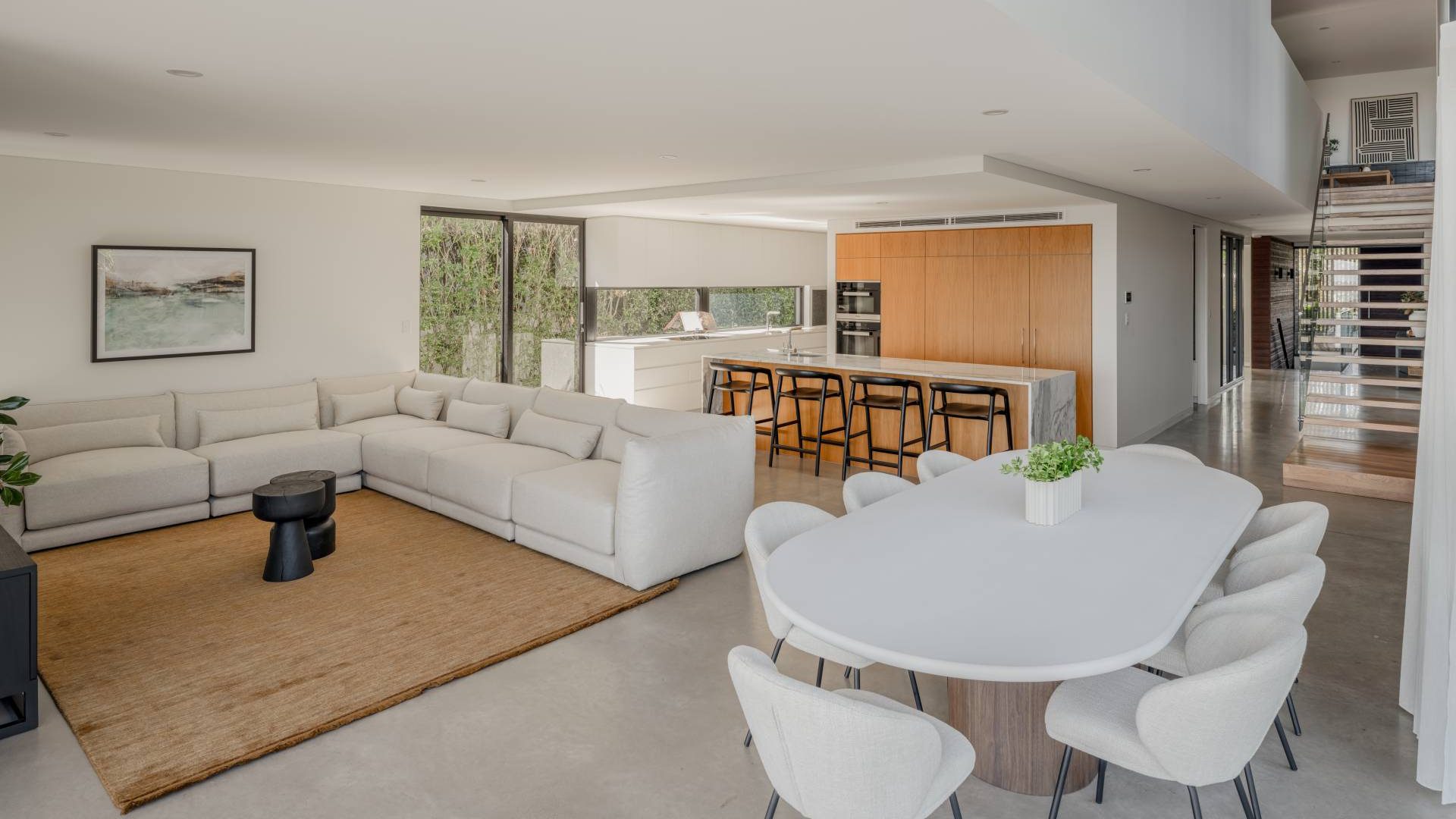 Full home staging project by Abide Interiors – living room styled for sale Sunshine Coast