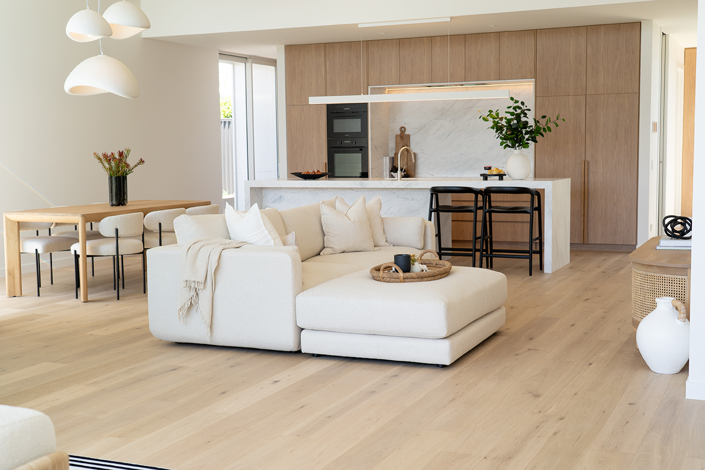 Modern coastal living room styled by Abide Interiors – professional home staging Sunshine Coast