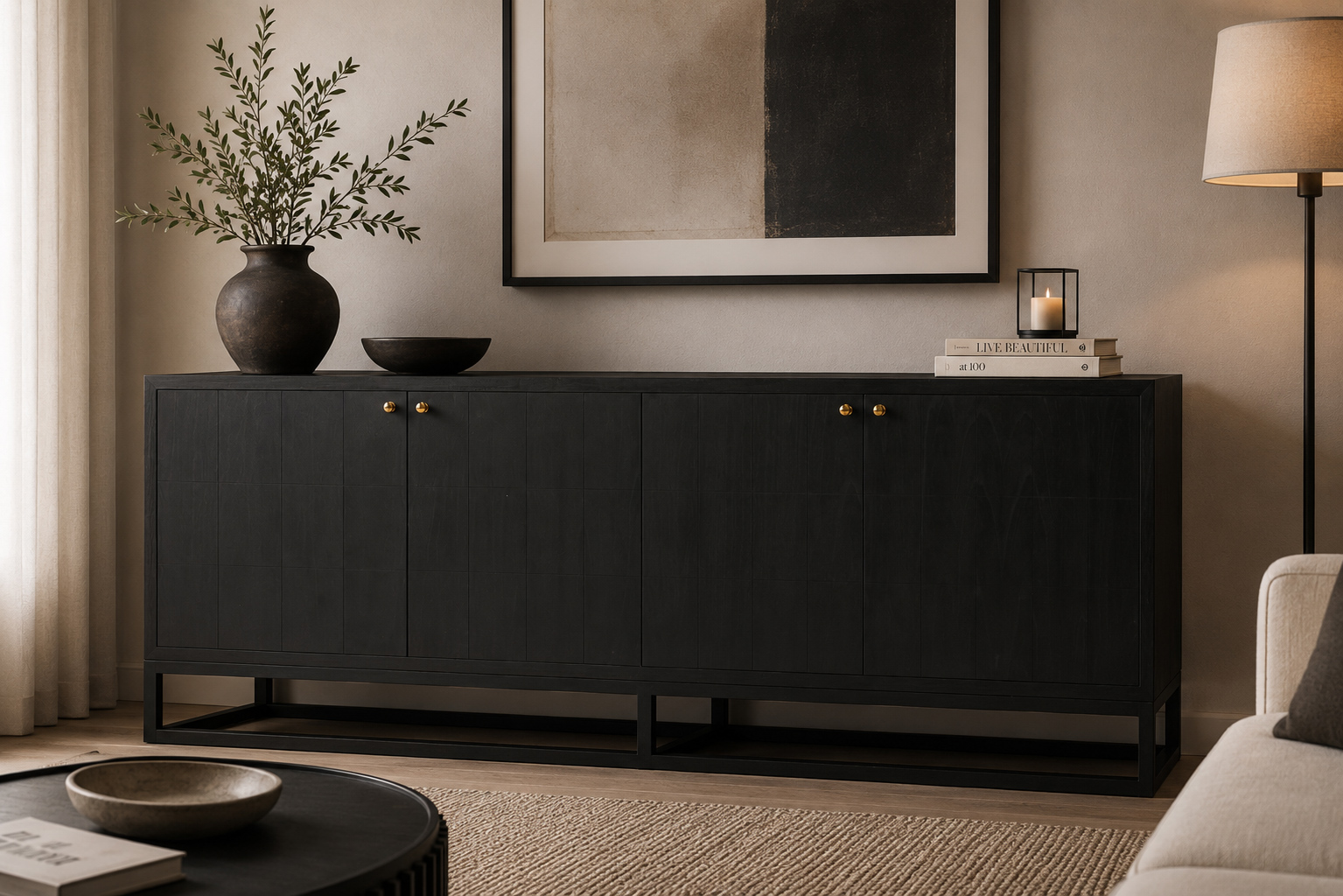 Lisette Four Door Sideboard - Black - Image 2