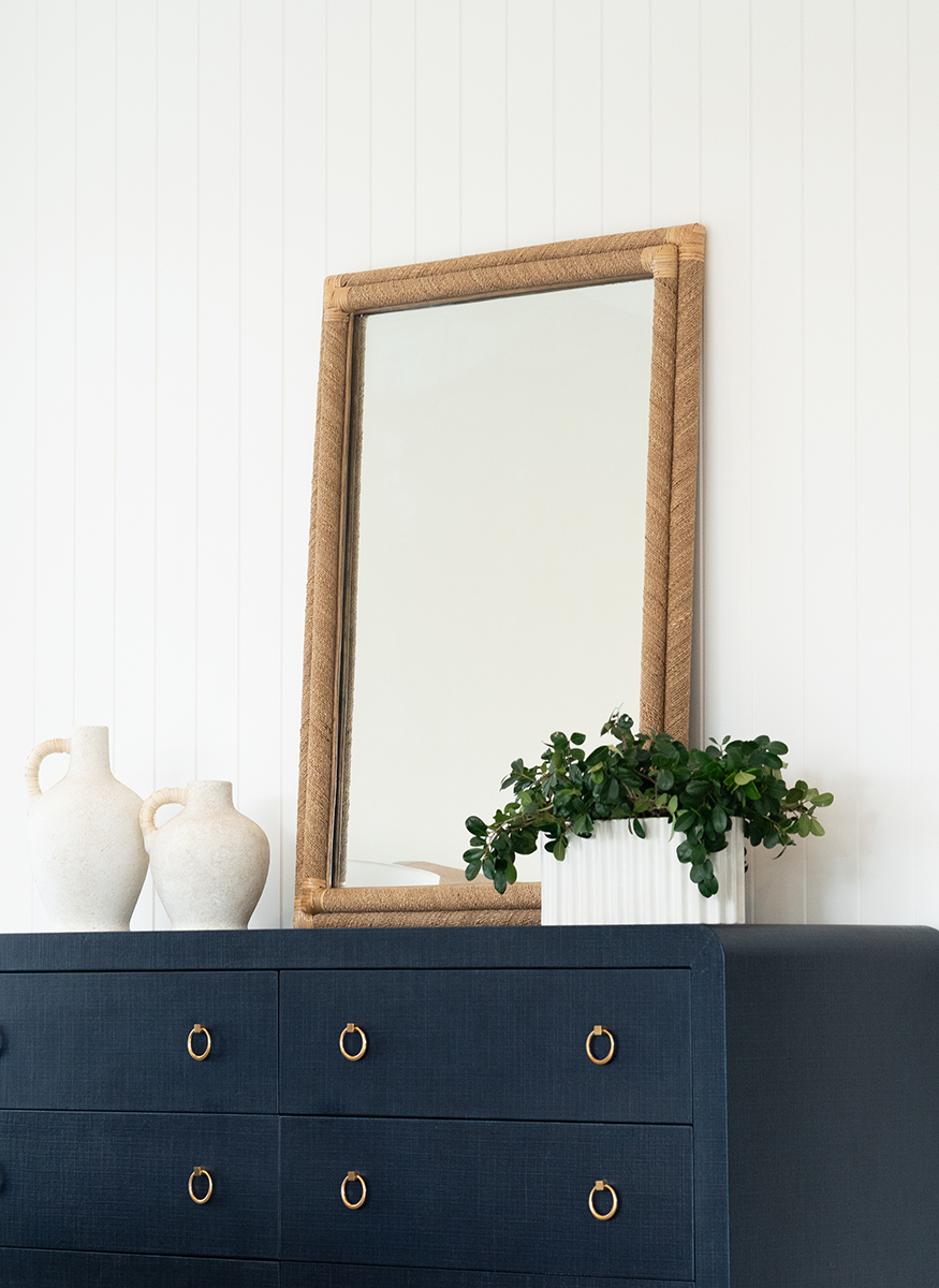 Chloe Natural Rectangle Rope Mirror - 2 Rope Frame - by Serrata Living - Image 2