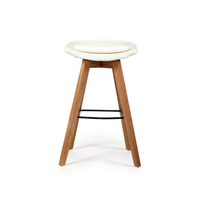 Oceanic Outdoor Backless Counter Stool - White (Metal Footrest)