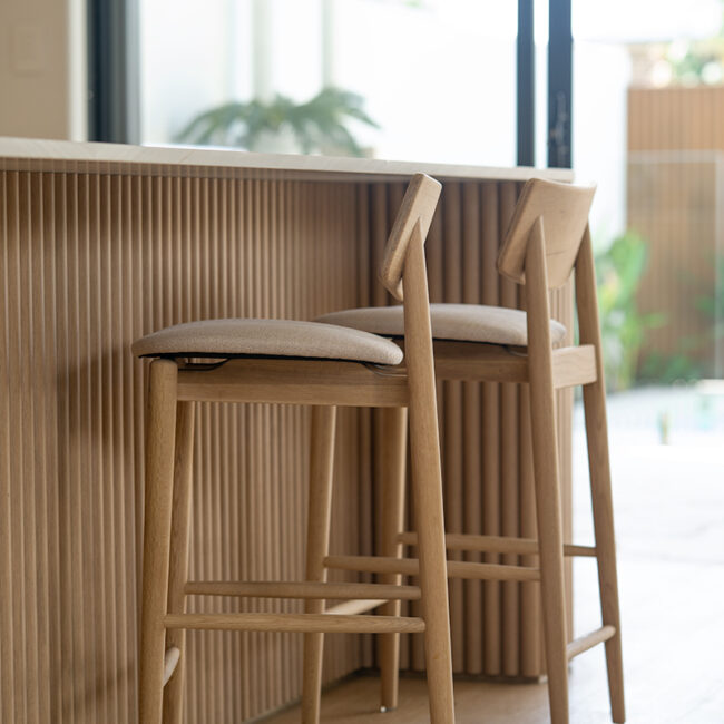 Harlow Counter Stool - Natural with Linen Seat