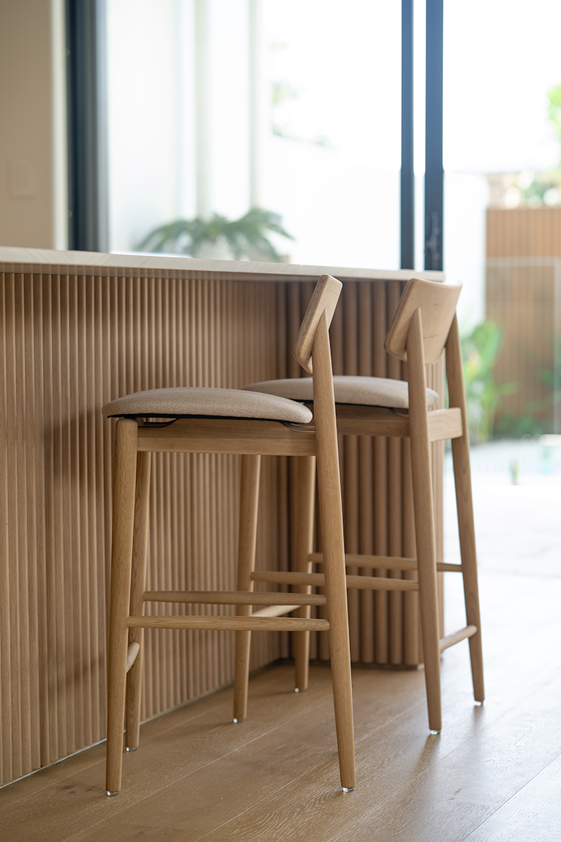 Harlow Counter Stool - Natural with Linen Seat
